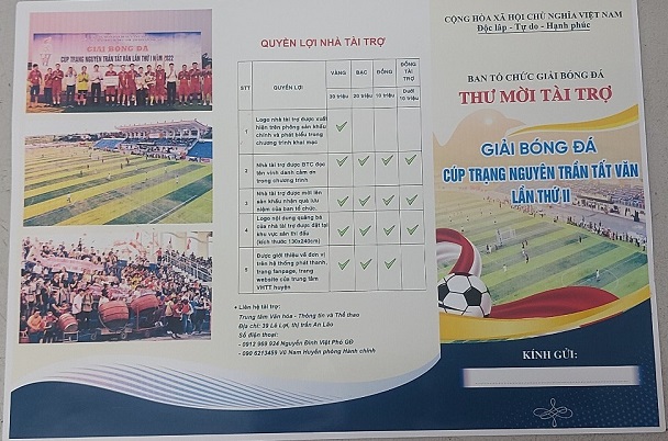 Thư mời tài trợ " Giải bóng đá Cúp Trạng nguyên Trần Tất Văn" lần thứ II